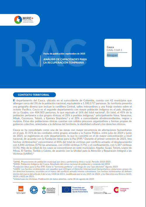 RAC ANÁLISIS DE CAPACIDADES COMUNITARIAS PARA LA RECUPERACIÓN TEMPRANA CAAL-1169.1