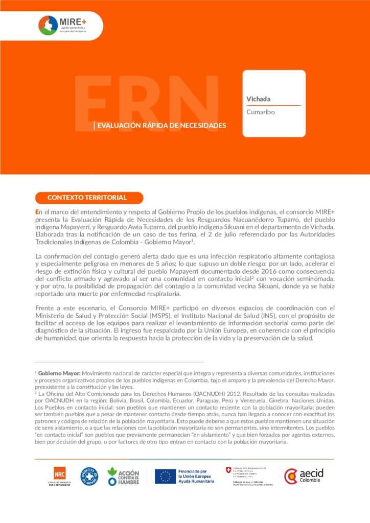 Evaluación Rápida de Necesidades (ERN) - Cumaribo, Vichada